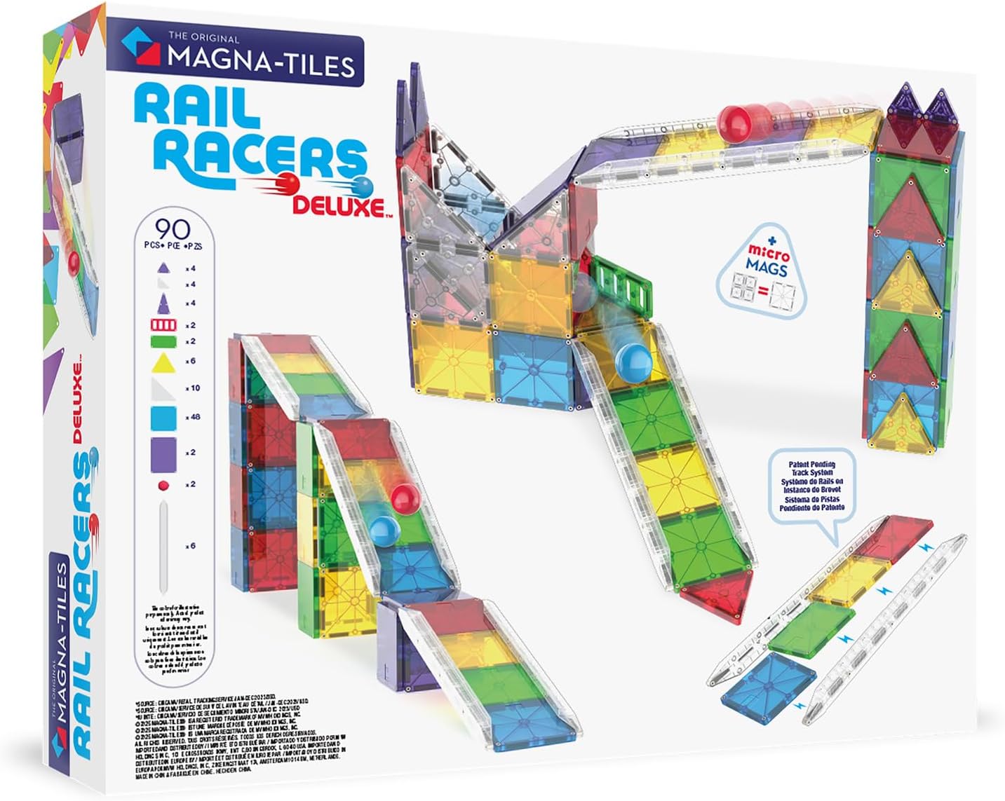 MAGNA-TILES Rail Racers Deluxe 90-Piece Magnetic Construction Set