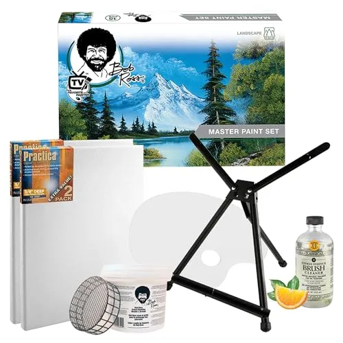 Bob Ross Master Paint Set Artist Bundle w/ Travel Easel