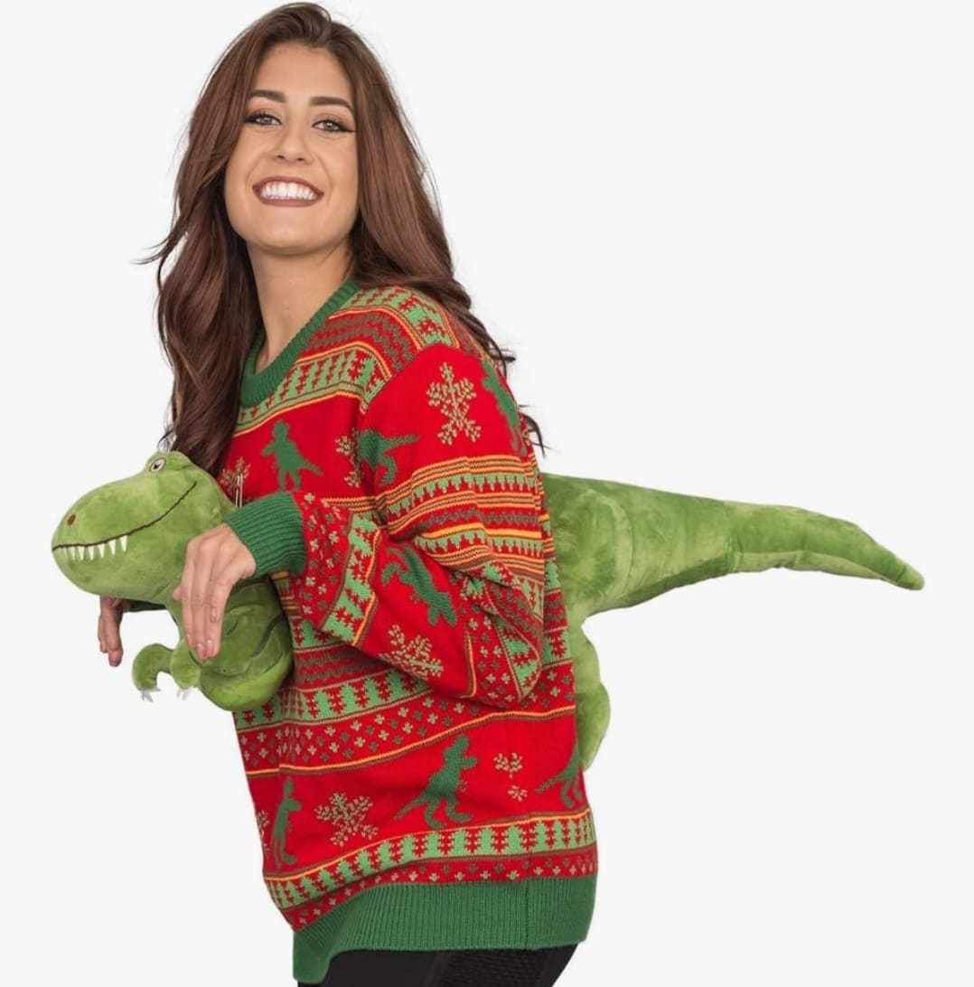 Costume Agent 3D T-Rex Ugly Christmas Sweater