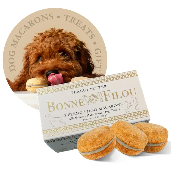 Bonne et Filou dog macarons, box of 3
