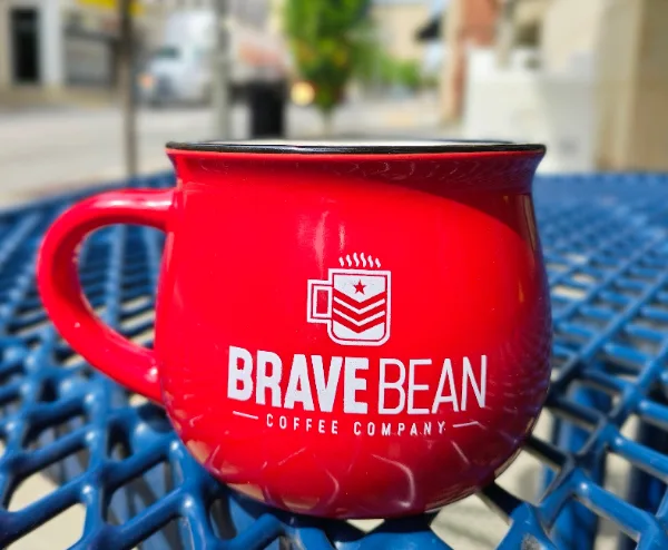 Brave Bean red campfire mug