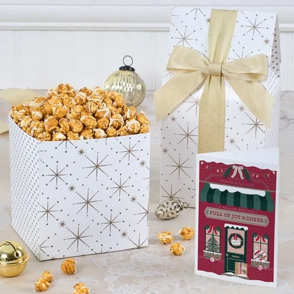Classic Christmas White Chocolate Caramel Popcorn Gift