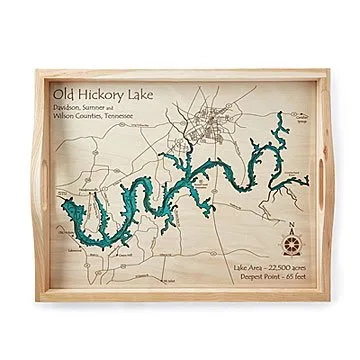 Custom coastal or lake topography serving tray