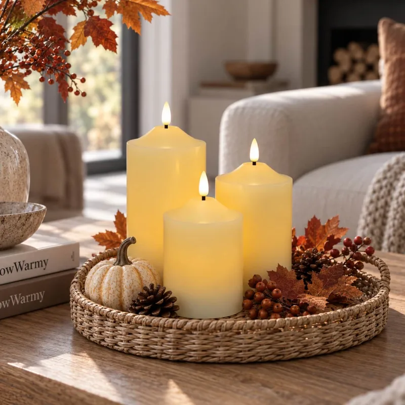 GlowWarmy dome flameless pillar candles, set of 3