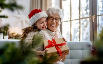 What’s a Useful Christmas Gift for an 80-Year-Old Grandmother? Grandmother and granddaughter opening a Christmas gift together