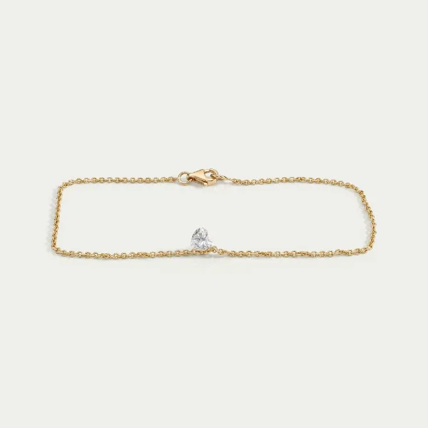 Ouros Heart Cut Lab Diamond Solitaire Bracelet