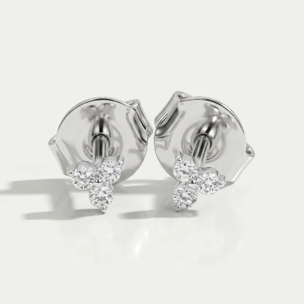 Ouros Tiny Trinity Lab-Grown Diamond Stud Earrings