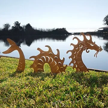 Sea serpent garden sculpture